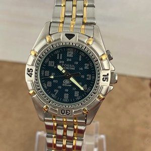 Vintage Fossil StarMaster Watch Gold Silver Teal